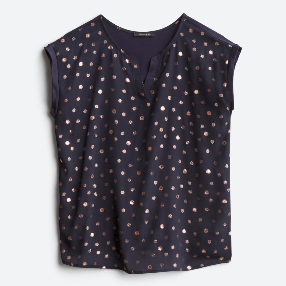 PAPERMOON Reece Mixed Material Foil Print Top